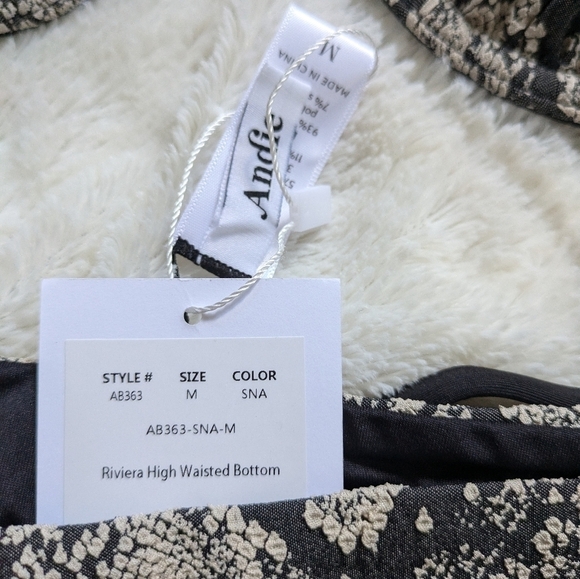 ANDIE SWIM Snake Print Sicily Top Riveria High Waisted Bottom Bikini NEW Size M - Picture 9 of 12